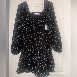 Altar'd State Black Dress with Pink Floral Design